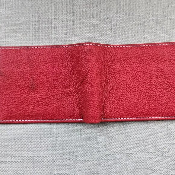 Leather Wallet Dual Color Bifold Purse Red/Tan Card Holder Handmade Handmade - Picture 4 of 11